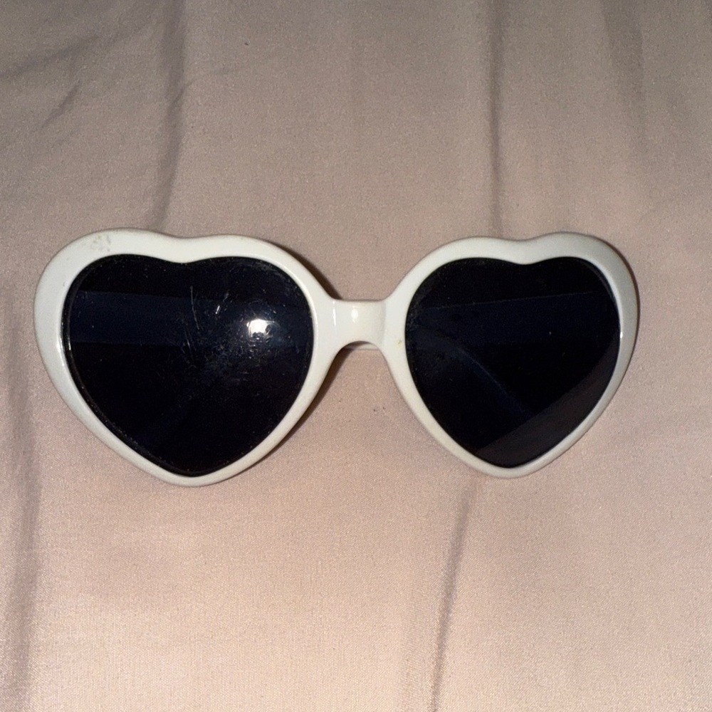 Heart-Shaped White Sunglasses